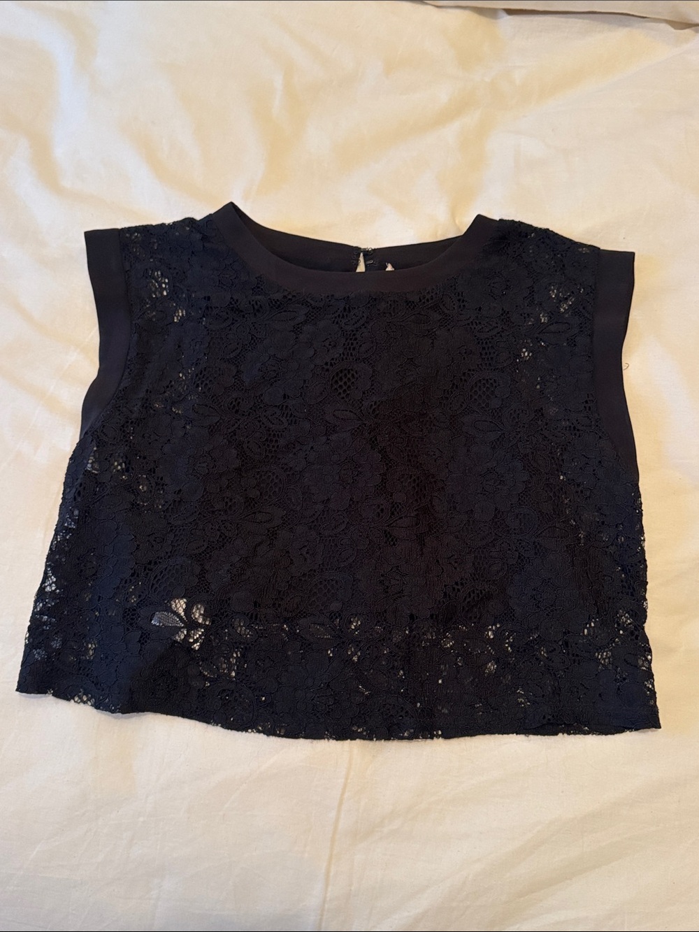 BCBG Women's Black Lace Crop Top
